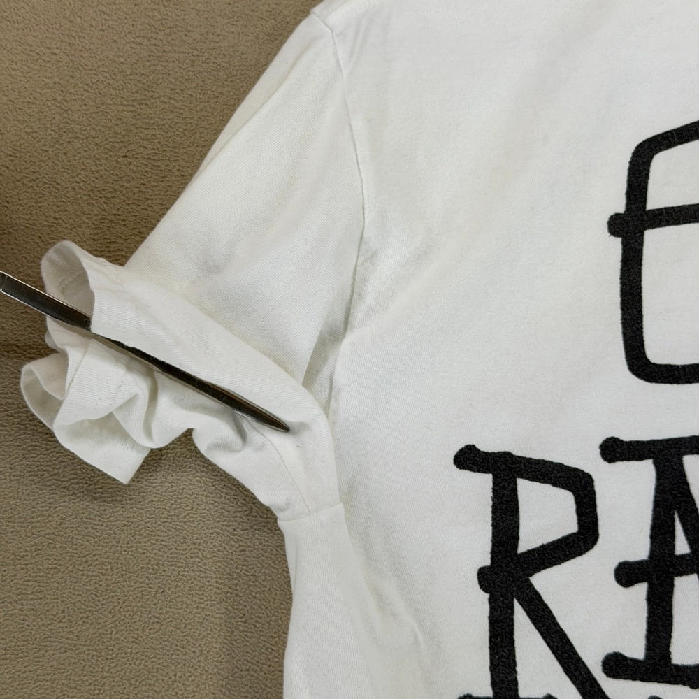 Stussy White "End Racism Now" Cropped T Shirt Graphic Tee Size Medium - Picture 11 of 12